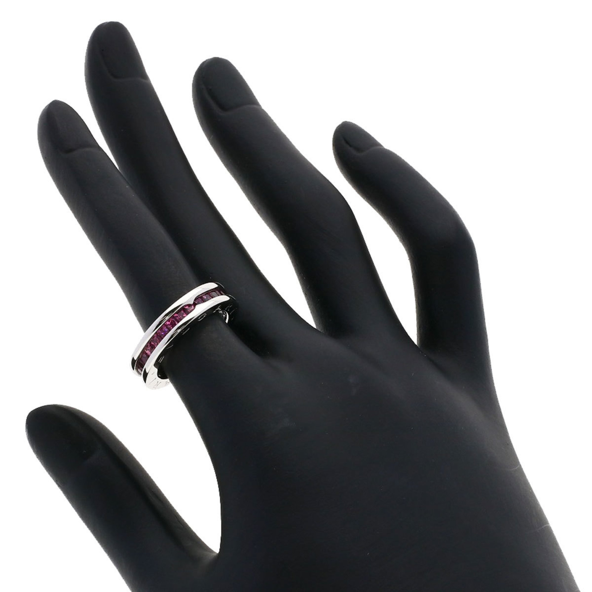 BVLGARI B-zero1 XS 1 Band Garnet #49 Ring, K18 White Gold, Women's