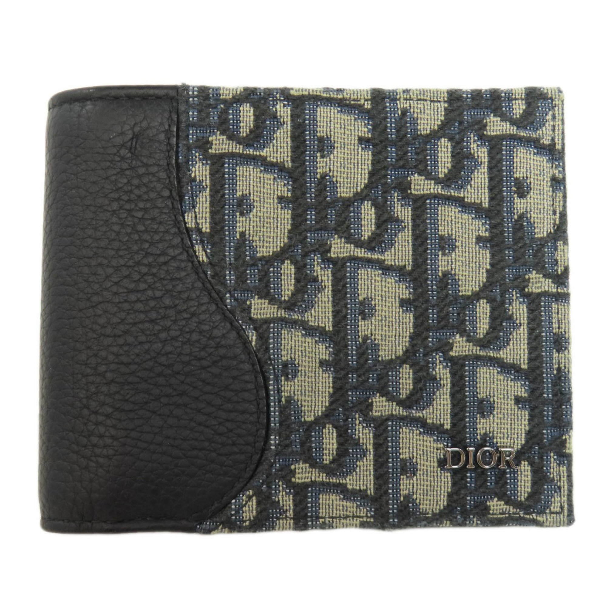 Christian Dior Trotter Pattern Bi-fold Wallet Leather Canvas Women's CHRISTIAN DIOR