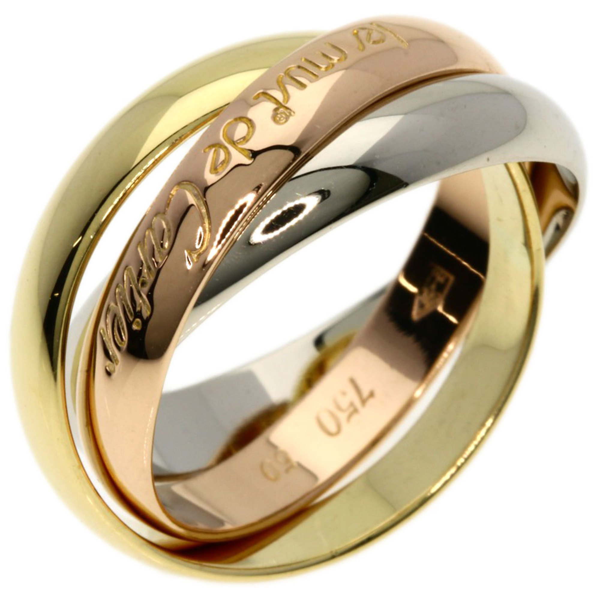 Cartier Trinity #50 Ring, K18 Yellow Gold, K18WG, K18PG, Women's, CARTIER