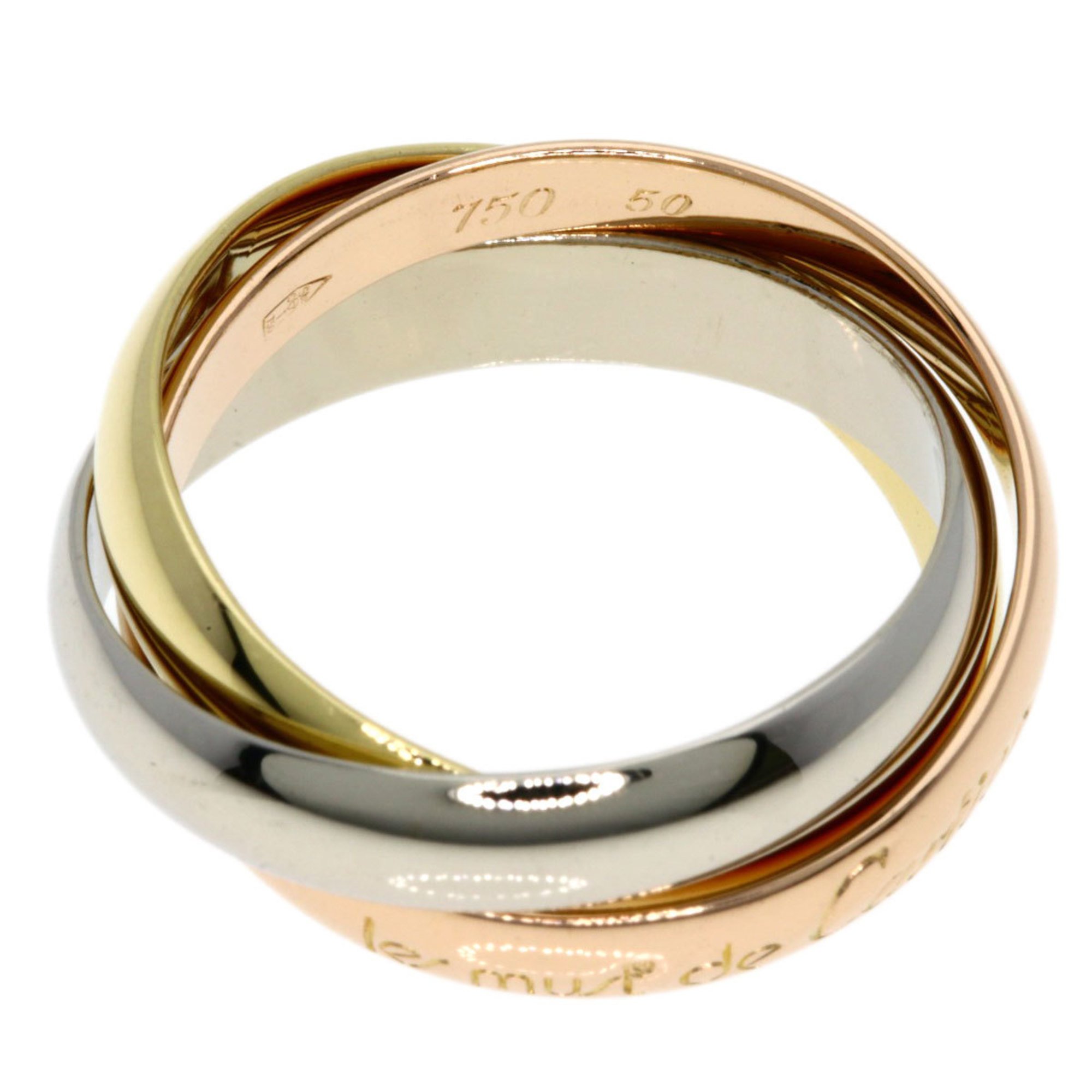 Cartier Trinity #50 Ring, K18 Yellow Gold, K18WG, K18PG, Women's, CARTIER