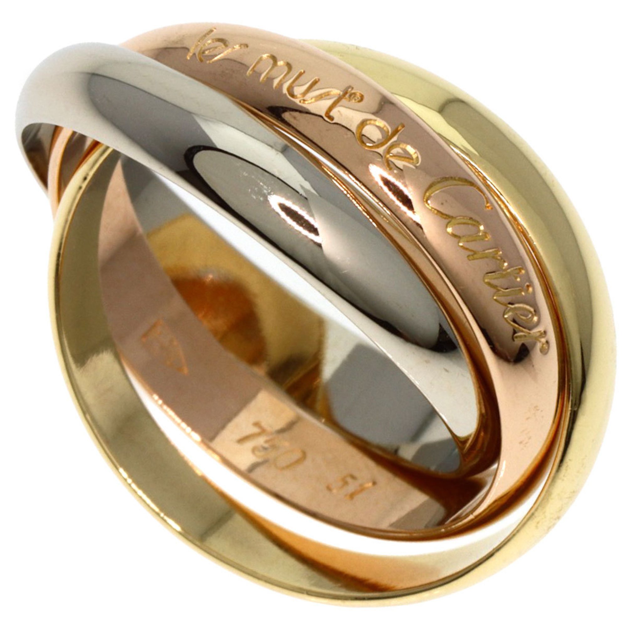 Cartier Trinity #51 Ring, K18 Yellow Gold, K18WG, K18PG, Women's, CARTIER