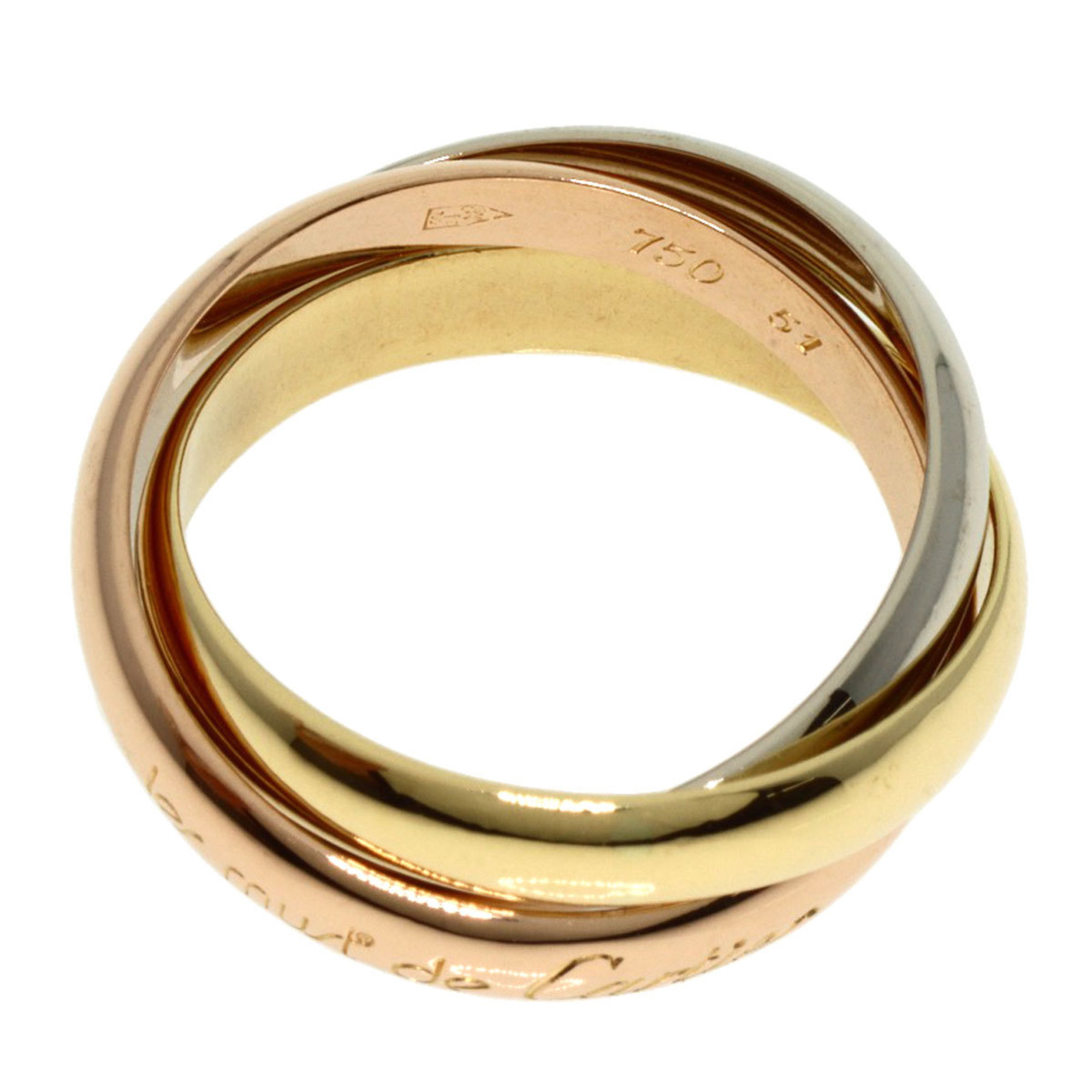 Cartier Trinity #51 Ring, K18 Yellow Gold, K18WG, K18PG, Women's, CARTIER