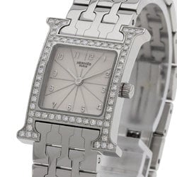 Hermes HH1.230 H Watch Bezel Diamond Wristwatch Stainless Steel SS Ladies HERMES