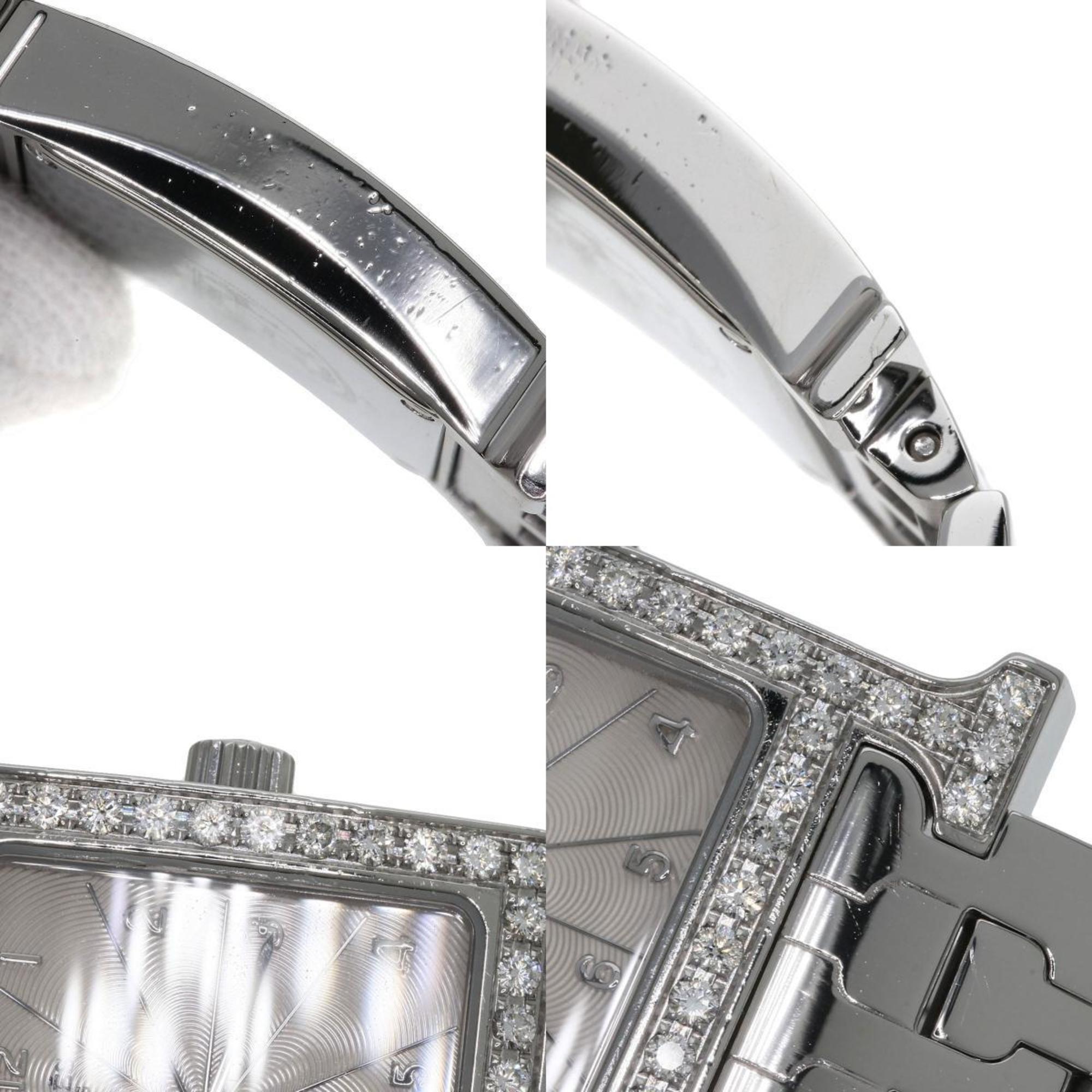 Hermes HH1.230 H Watch Bezel Diamond Wristwatch Stainless Steel SS Ladies HERMES