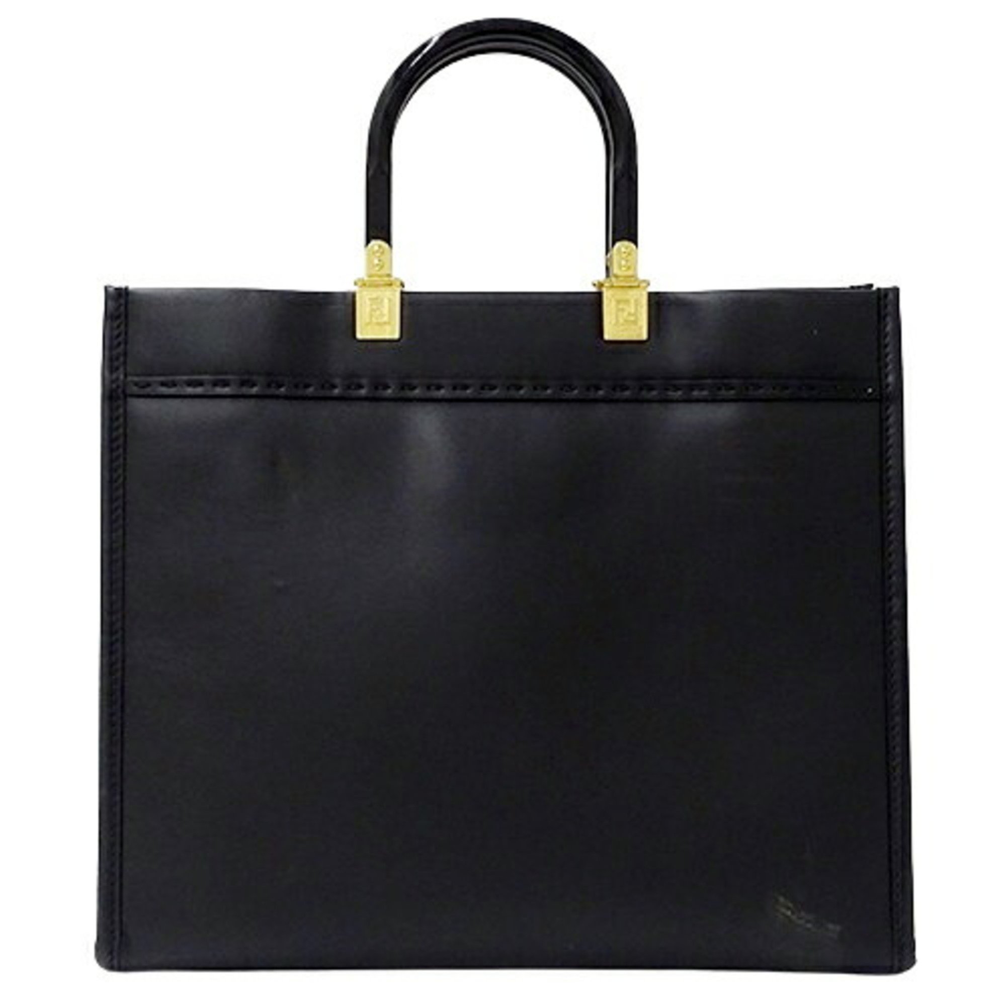 FENDI Versace Women's Tote Bag Handbag Leather Black Collaboration