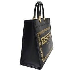 FENDI Versace Women's Tote Bag Handbag Leather Black Collaboration