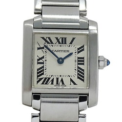 Cartier Women's Tank Francaise Watch SM Quartz Stainless Steel SS W51008Q3 Silver Ivory Polished