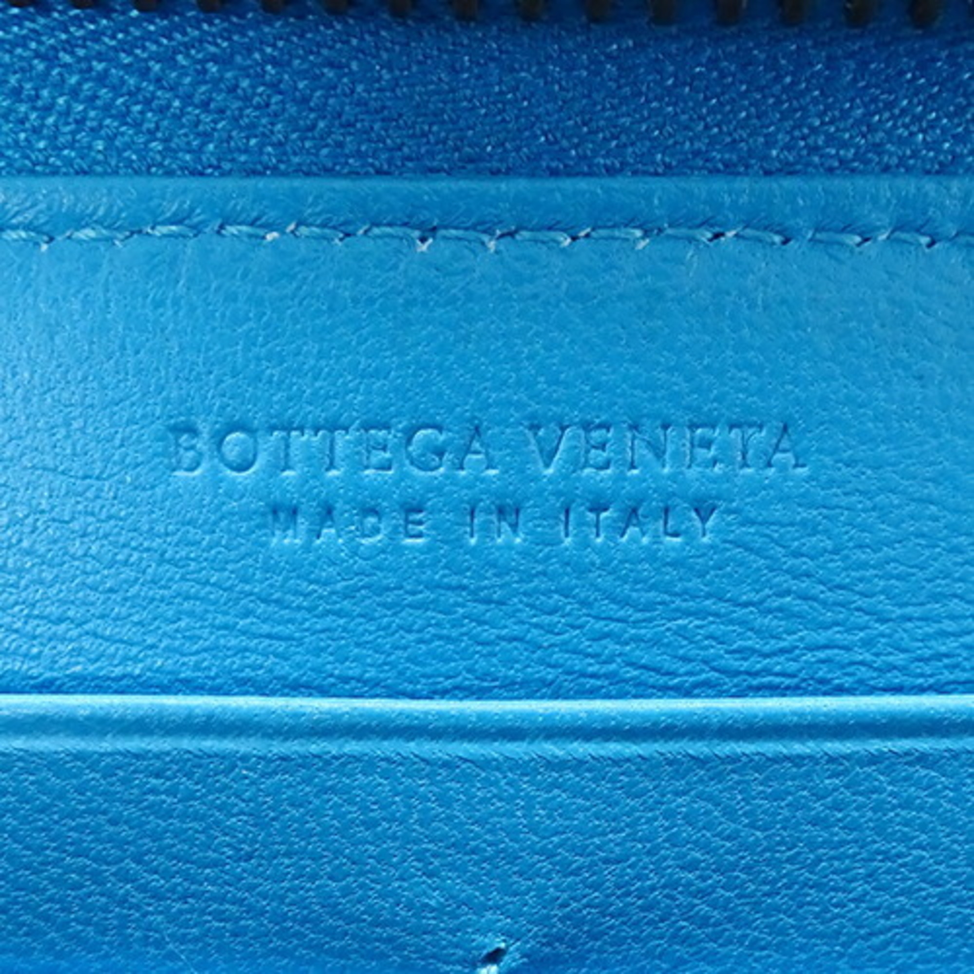 Bottega Veneta Women's Wallet Long Leather Intrecciato Blue White 114076 Round