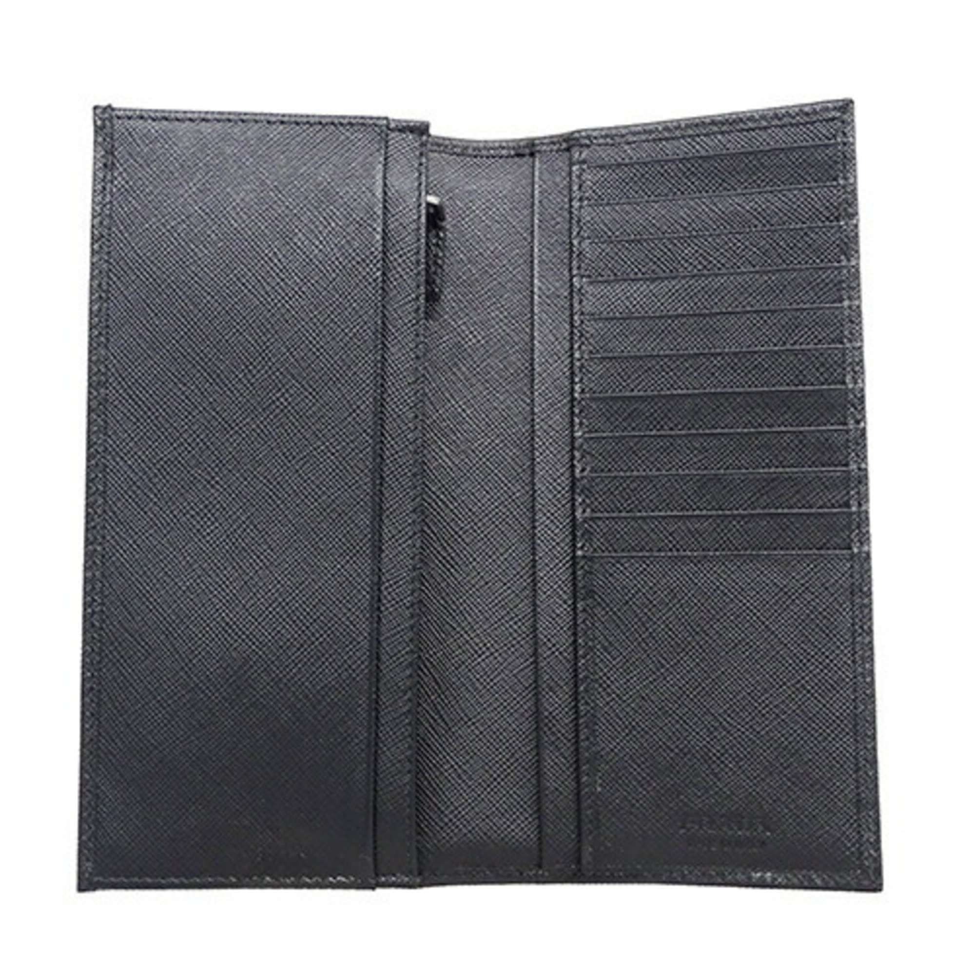 PRADA Men's Wallet Long Saffiano Black 2MV836 Many Card Pockets