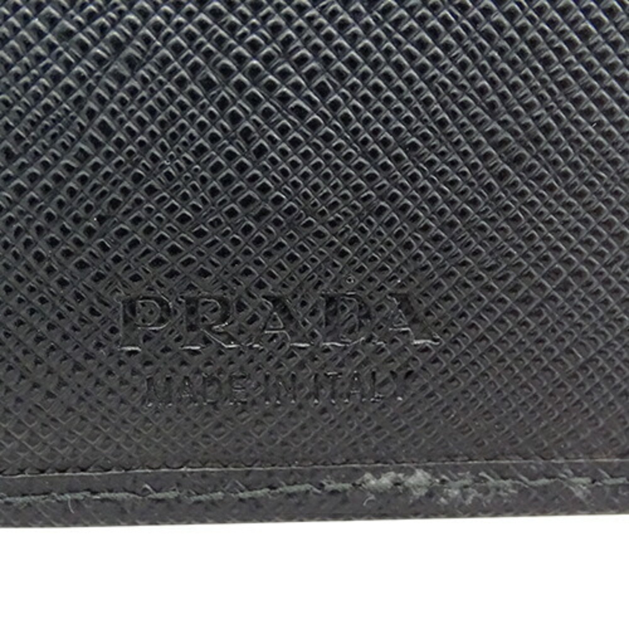 PRADA Men's Wallet Long Saffiano Black 2MV836 Many Card Pockets