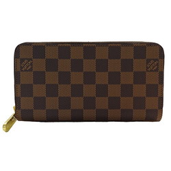 Louis Vuitton LOUIS VUITTON Wallet Damier Ebene Women's Men's Long Canvas Zippy N41661 Round Multiple Pockets