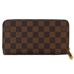 Louis Vuitton LOUIS VUITTON Wallet Damier Ebene Women's Men's Long Canvas Zippy N41661 Round Multiple Pockets