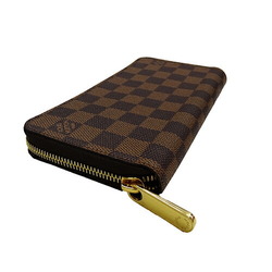 Louis Vuitton LOUIS VUITTON Wallet Damier Ebene Women's Men's Long Canvas Zippy N41661 Round Multiple Pockets