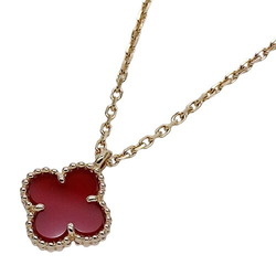 Van Cleef & Arpels Sweet Alhambra Necklace for Women, 750PG, Carnelian, Pink Gold, Polished