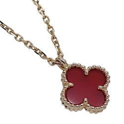 Van Cleef & Arpels Sweet Alhambra Necklace for Women, 750PG, Carnelian, Pink Gold, Polished