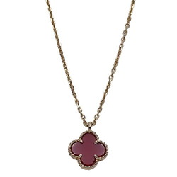 Van Cleef & Arpels Sweet Alhambra Necklace for Women, 750PG, Carnelian, Pink Gold, Polished