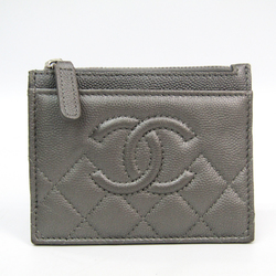 Chanel Matelasse Women's Leather Coin Purse/coin Case Silver