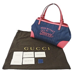 GUCCI Bag Women's Tote Swing Denim Blue Pink 348715