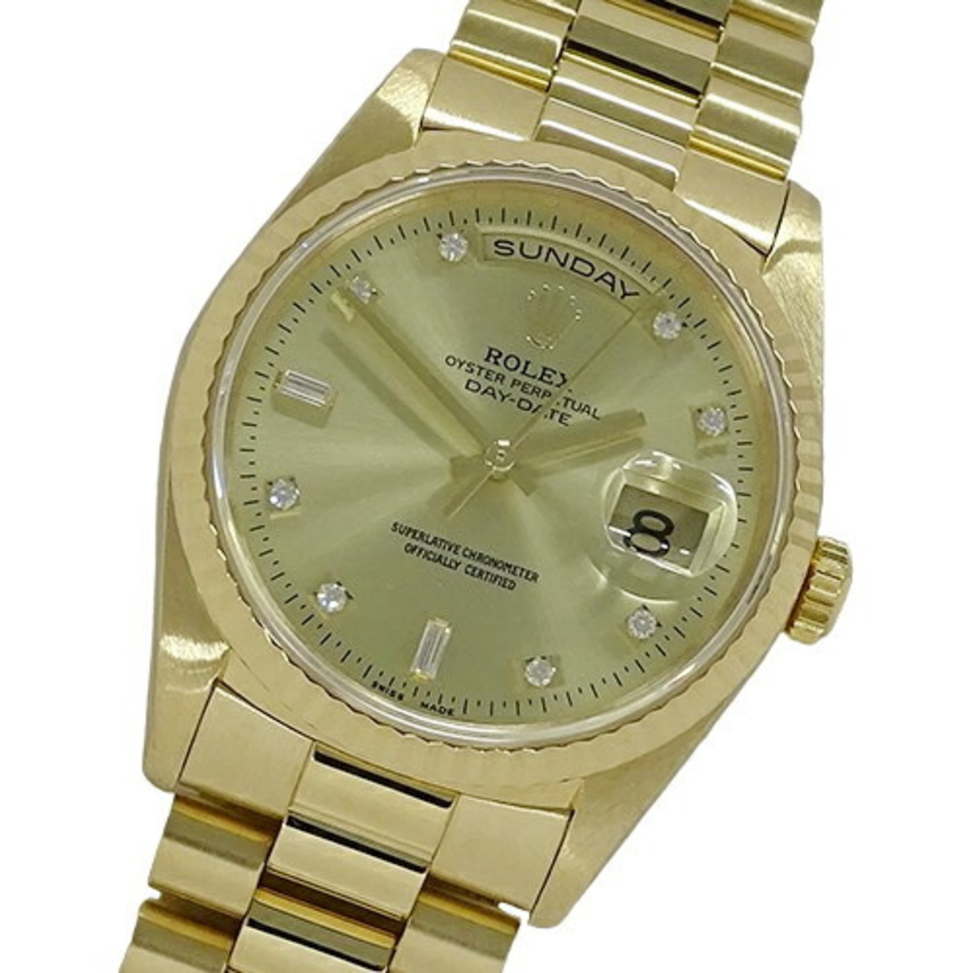 Rolex ROLEX Day Date 18238A W serial number Men's watch 2P bucket 8P Diamond Automatic AT 750YG 18K solid gold polished