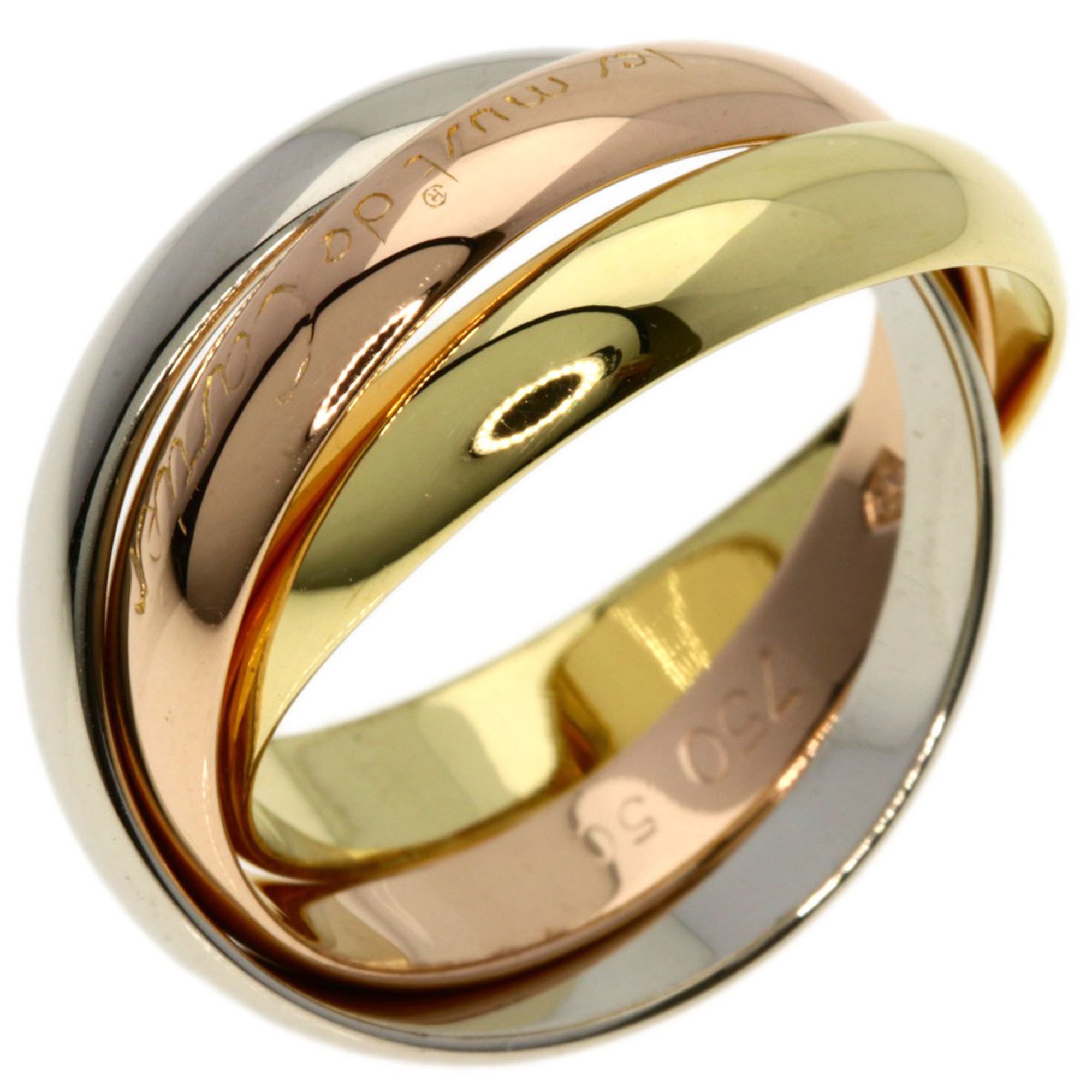 Cartier Trinity #50 Ring, K18 Yellow Gold, K18WG, K18PG, Women's, CARTIER