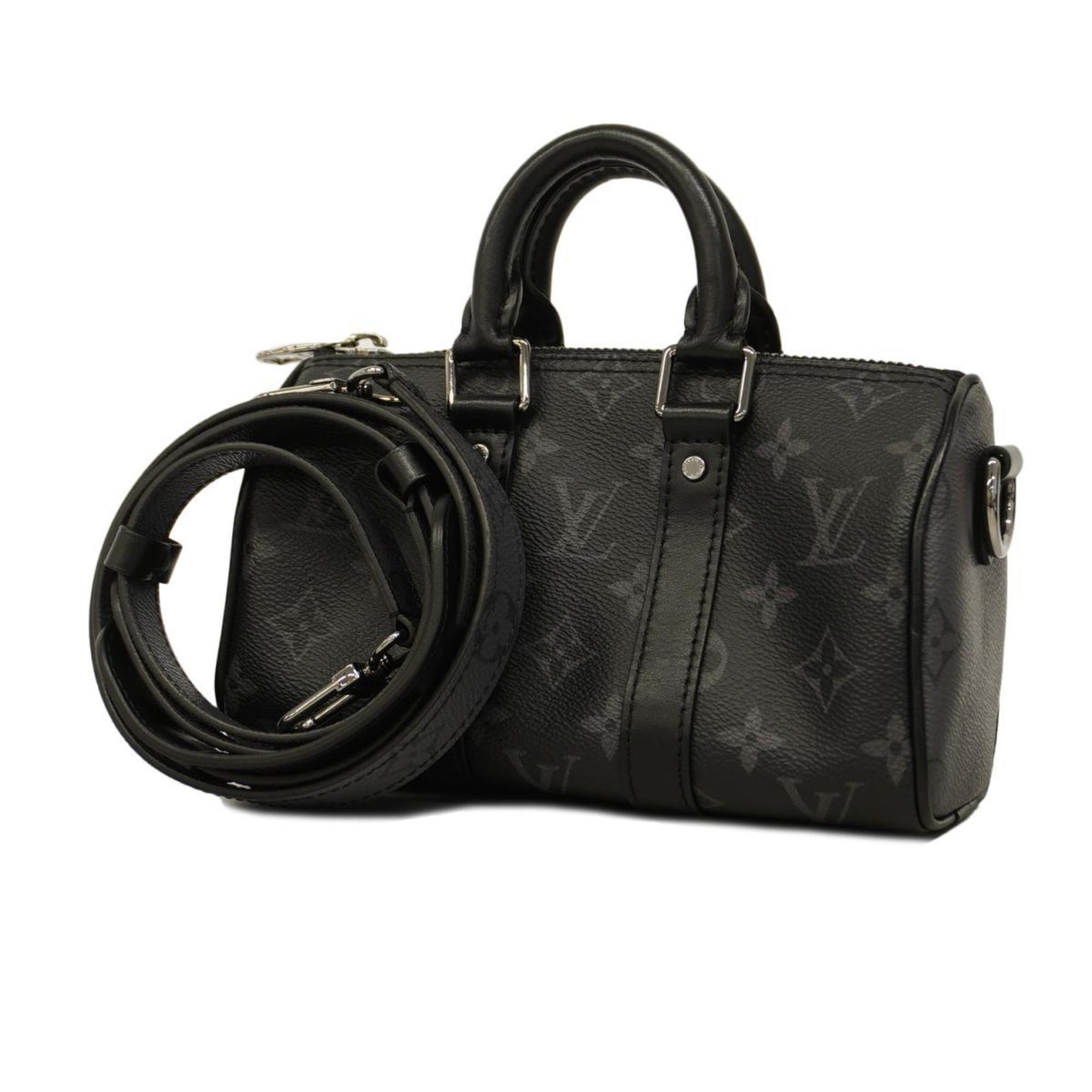 Louis Vuitton Shoulder Bag Monogram Eclipse Keepall Bandouliere 25 M46271 Black Grey Women's