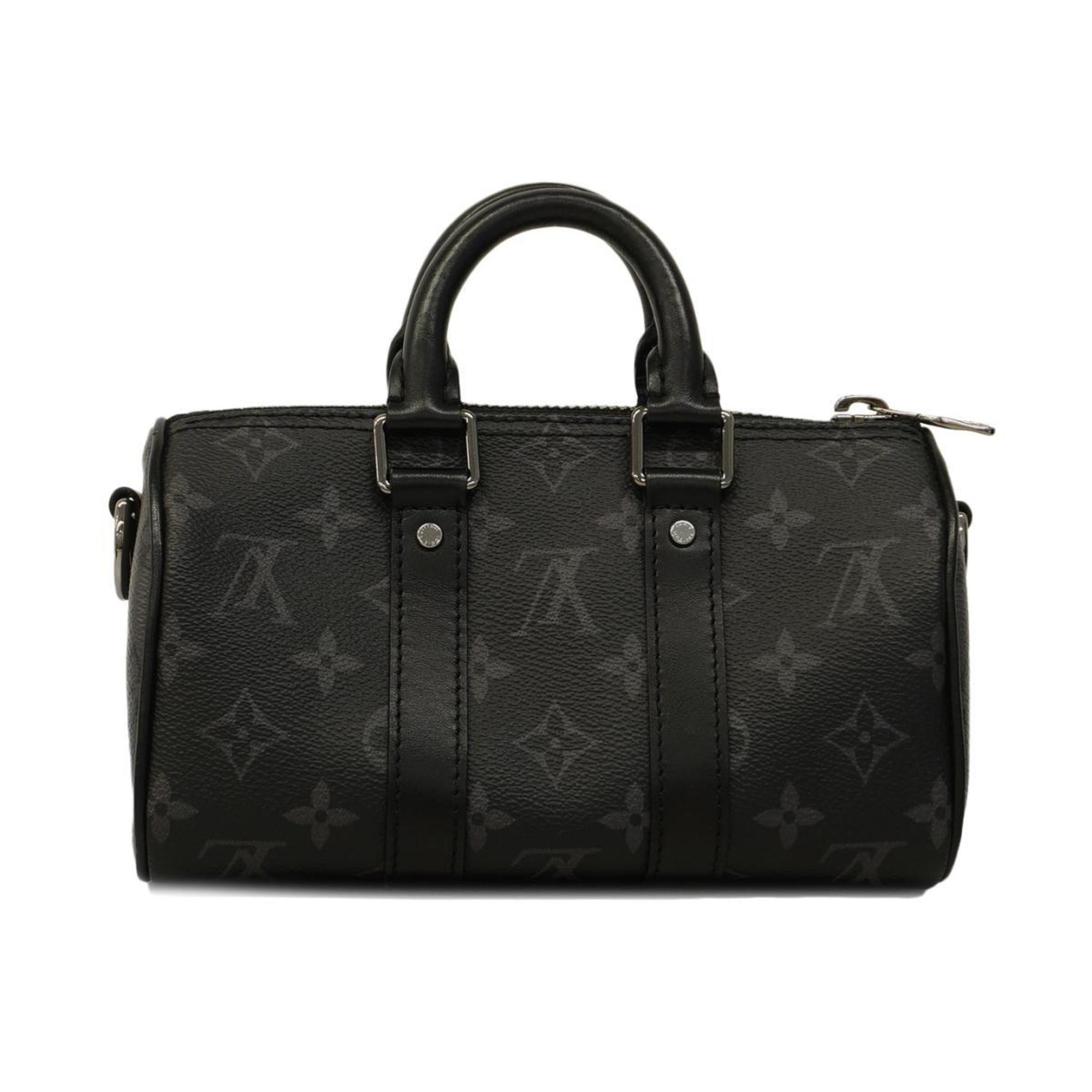 Louis Vuitton Shoulder Bag Monogram Eclipse Keepall Bandouliere 25 M46271 Black Grey Women's