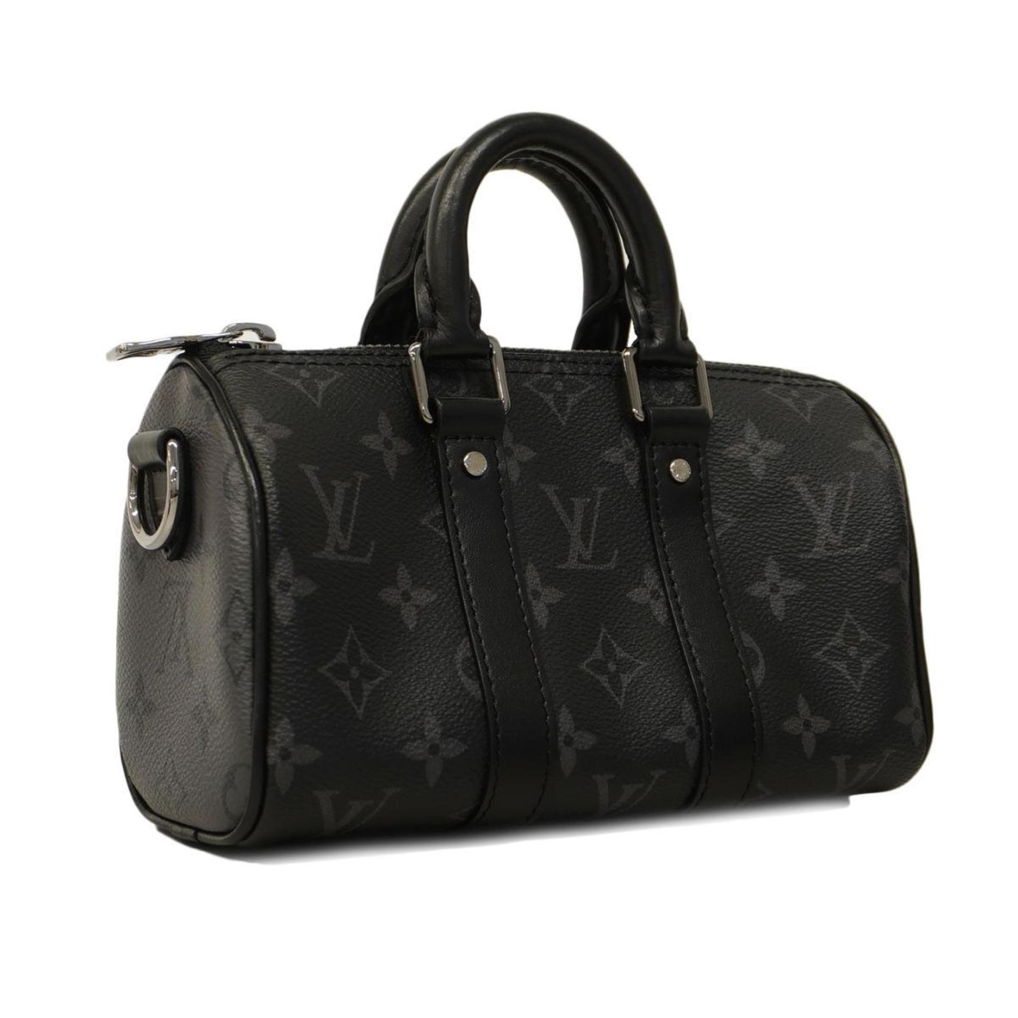 Louis Vuitton Shoulder Bag Monogram Eclipse Keepall Bandouliere 25 M46271 Black Grey Women's