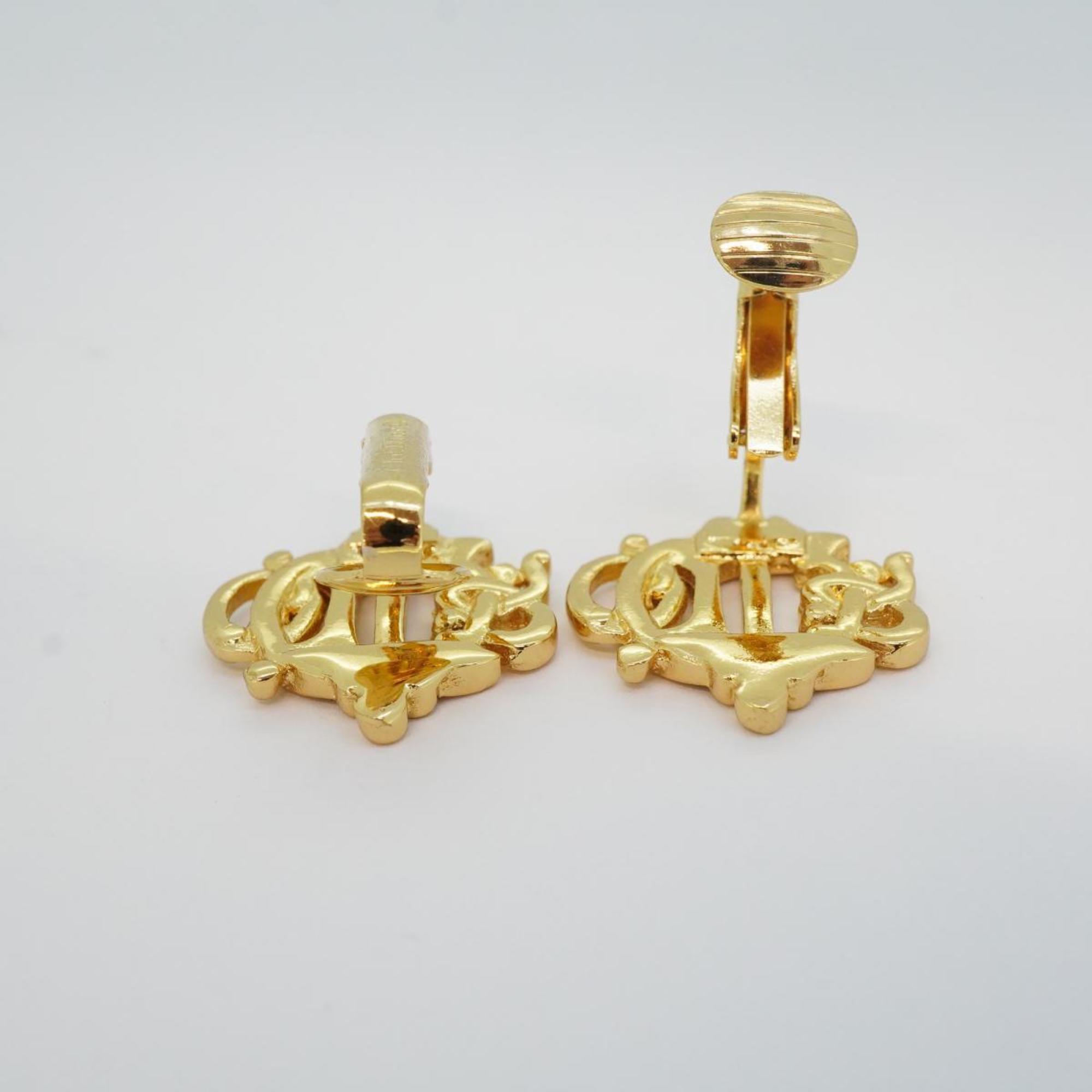 Christian Dior Earrings Emblem GP Plated Gold Women's