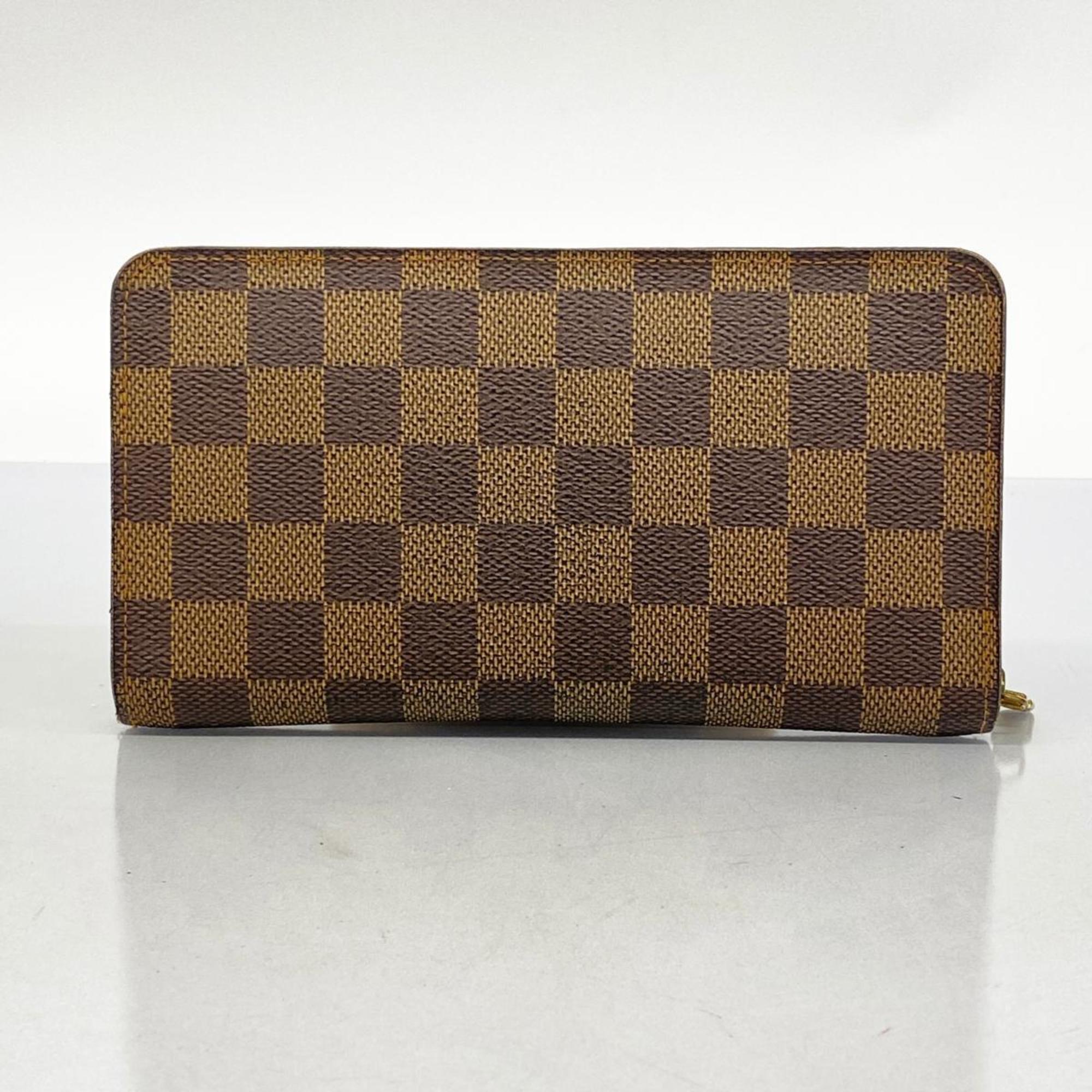 Louis Vuitton Long Wallet Damier Porto Monegasque Zip N61728 Ebene Men's Women's