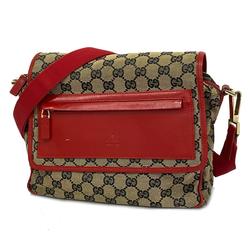 Gucci Shoulder Bag GG Canvas 019 0375 Brown Red Champagne Women's