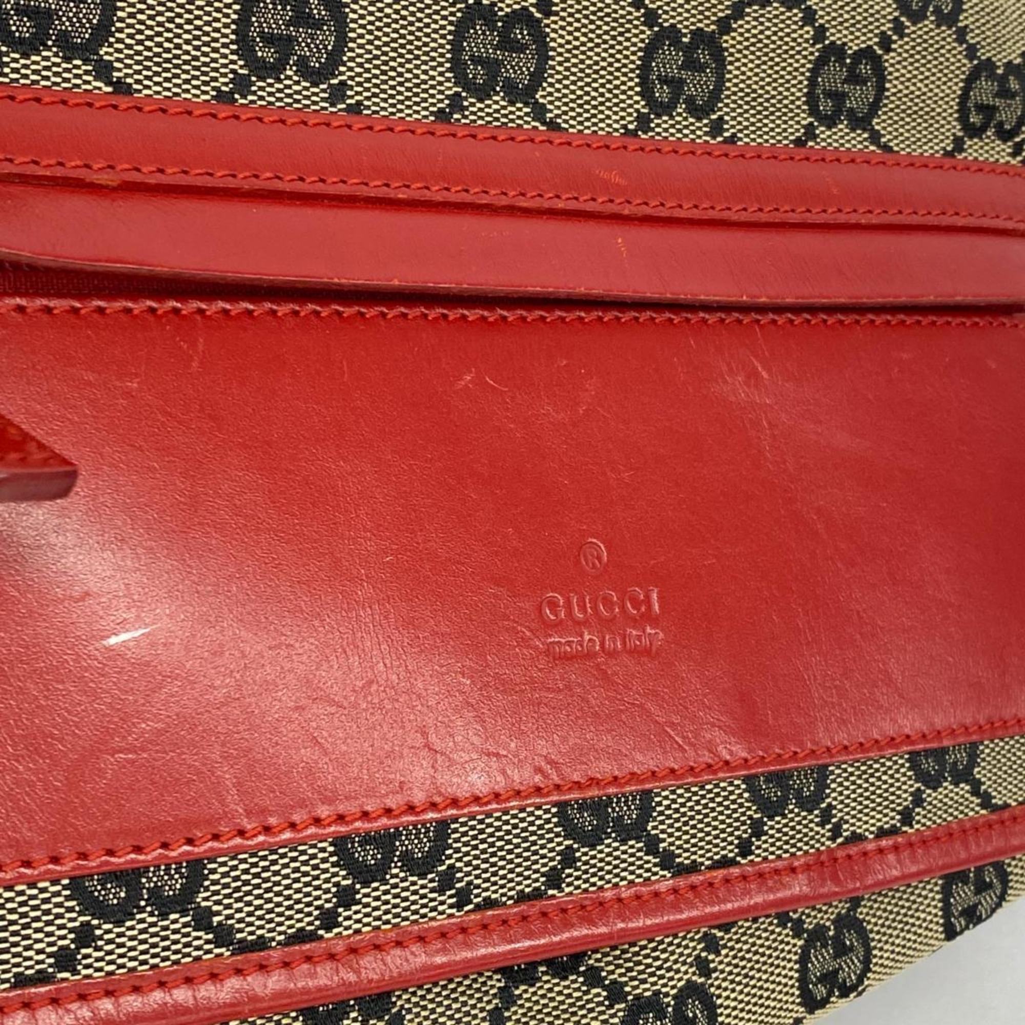 Gucci Shoulder Bag GG Canvas 019 0375 Brown Red Champagne Women's