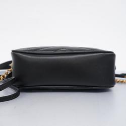 Gucci Shoulder Bag GG Marmont 448065 Leather Black Women's