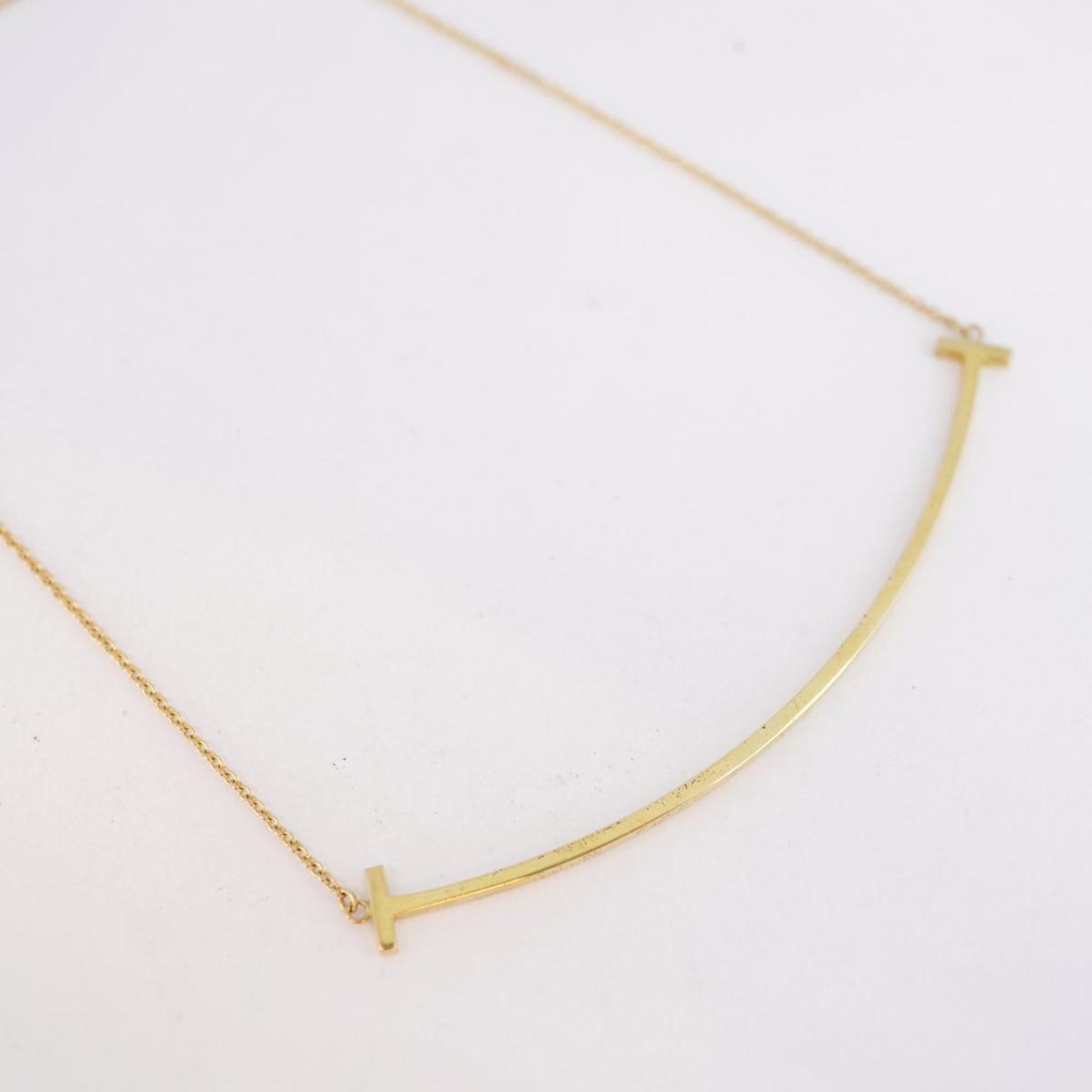 Tiffany Necklace T Smile Large K18YG Yellow Gold Ladies