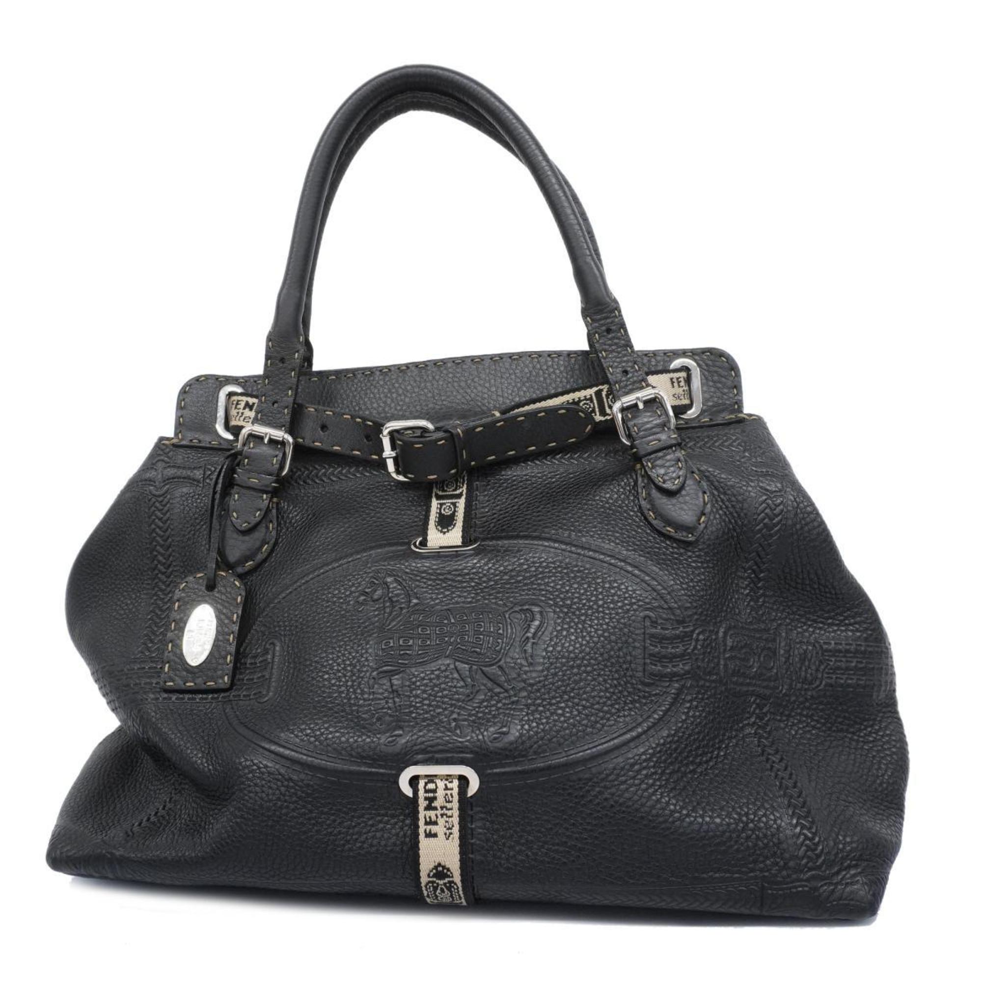 Fendi handbag Selleria leather black ladies