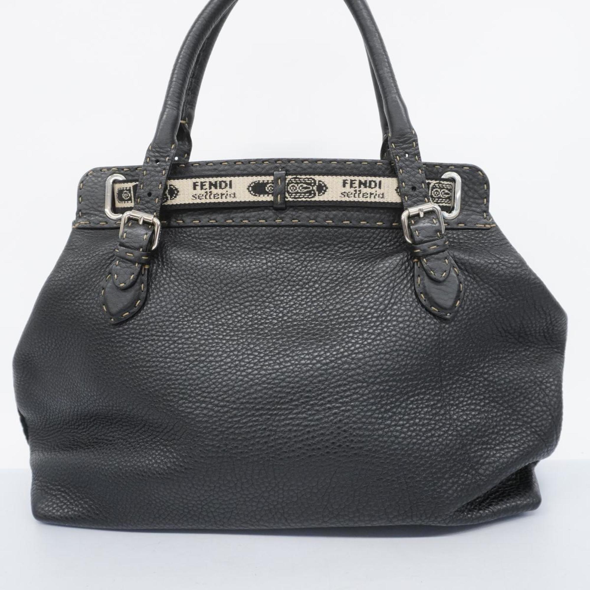 Fendi handbag Selleria leather black ladies