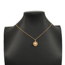 Chanel Necklace Circle Faux Pearl GP Plated Gold Women's