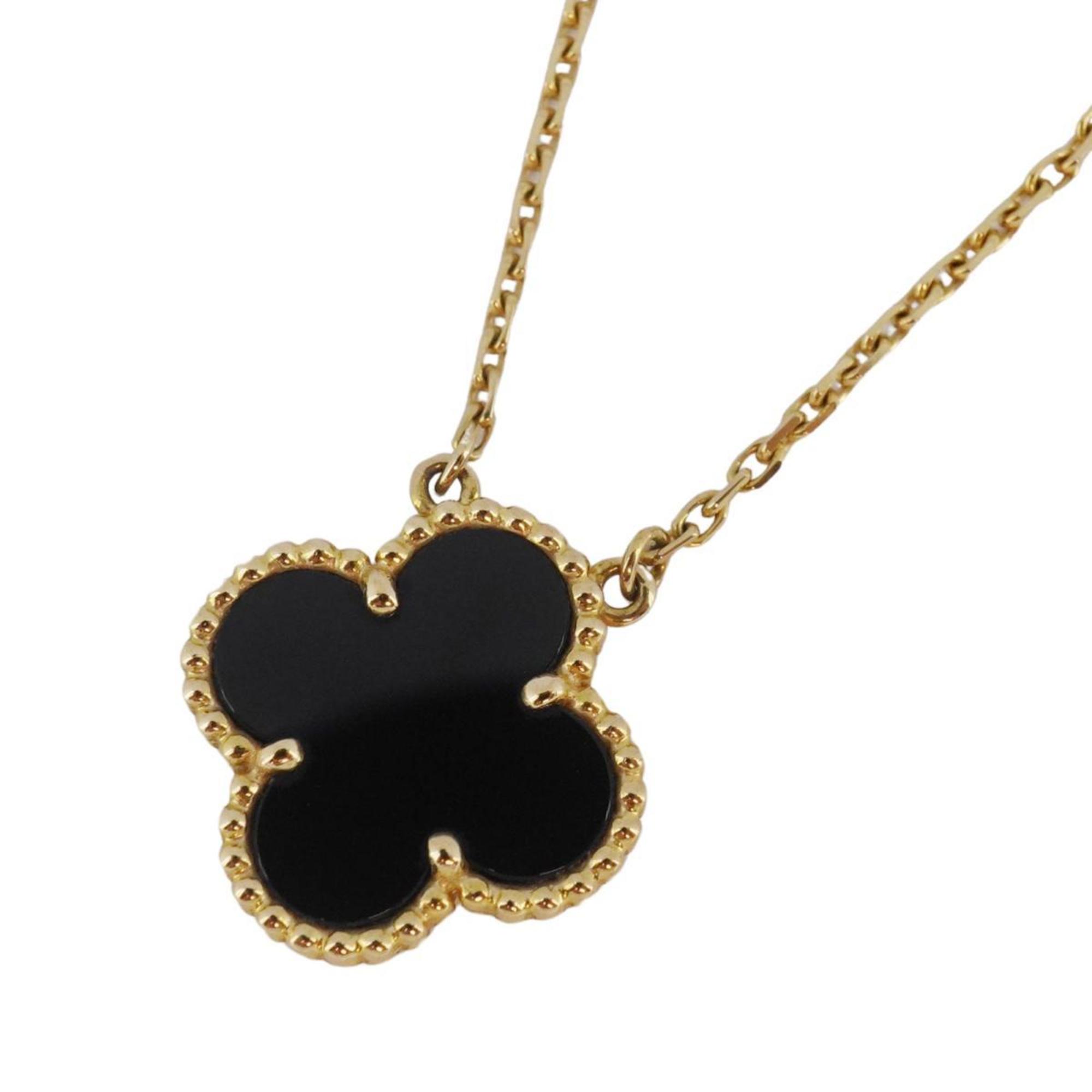 Van Cleef & Arpels Necklace Alhambra Onyx K18YG Yellow Gold Black Women's