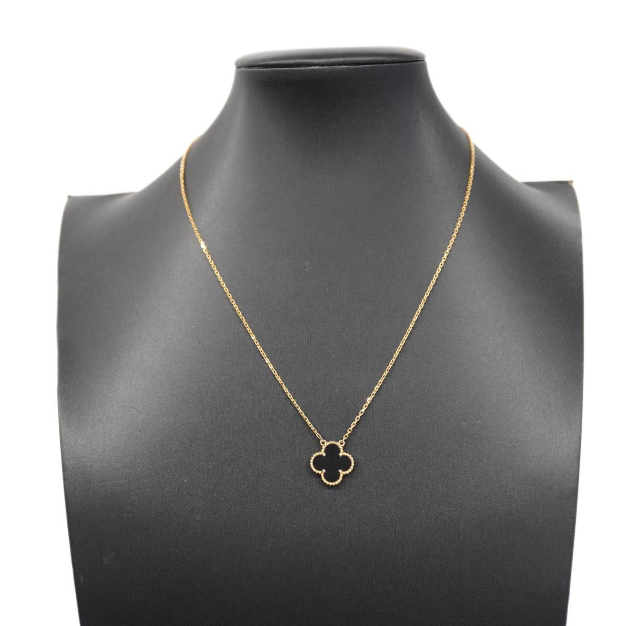 Van Cleef & Arpels Necklace Alhambra Onyx K18YG Yellow Gold Black Women's