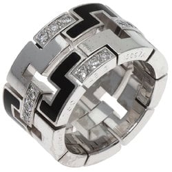 Cartier Dragon Padlock Diamond Enamel #48 Ring, 18K White Gold, Women's, CARTIER