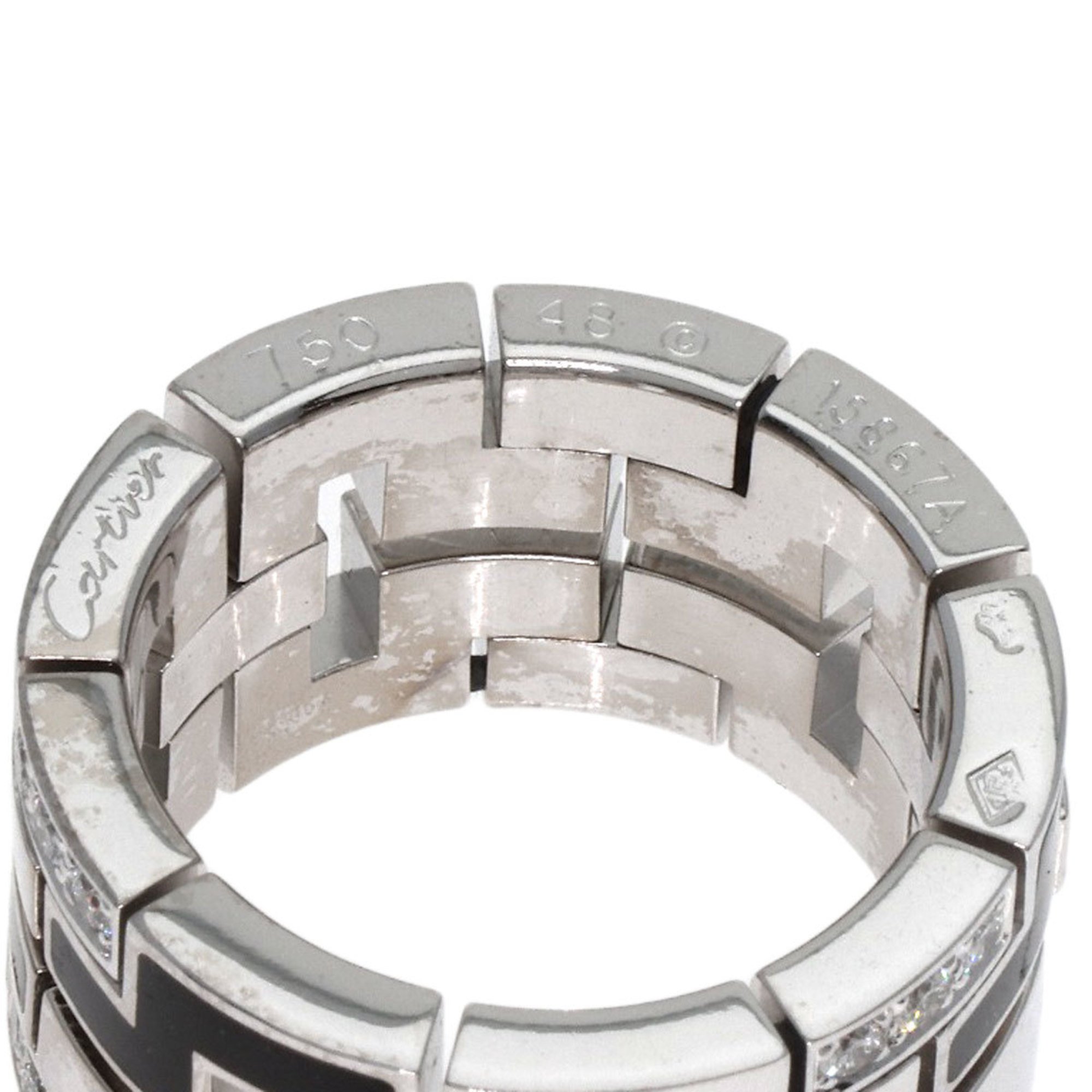 Cartier Dragon Padlock Diamond Enamel #48 Ring, 18K White Gold, Women's, CARTIER