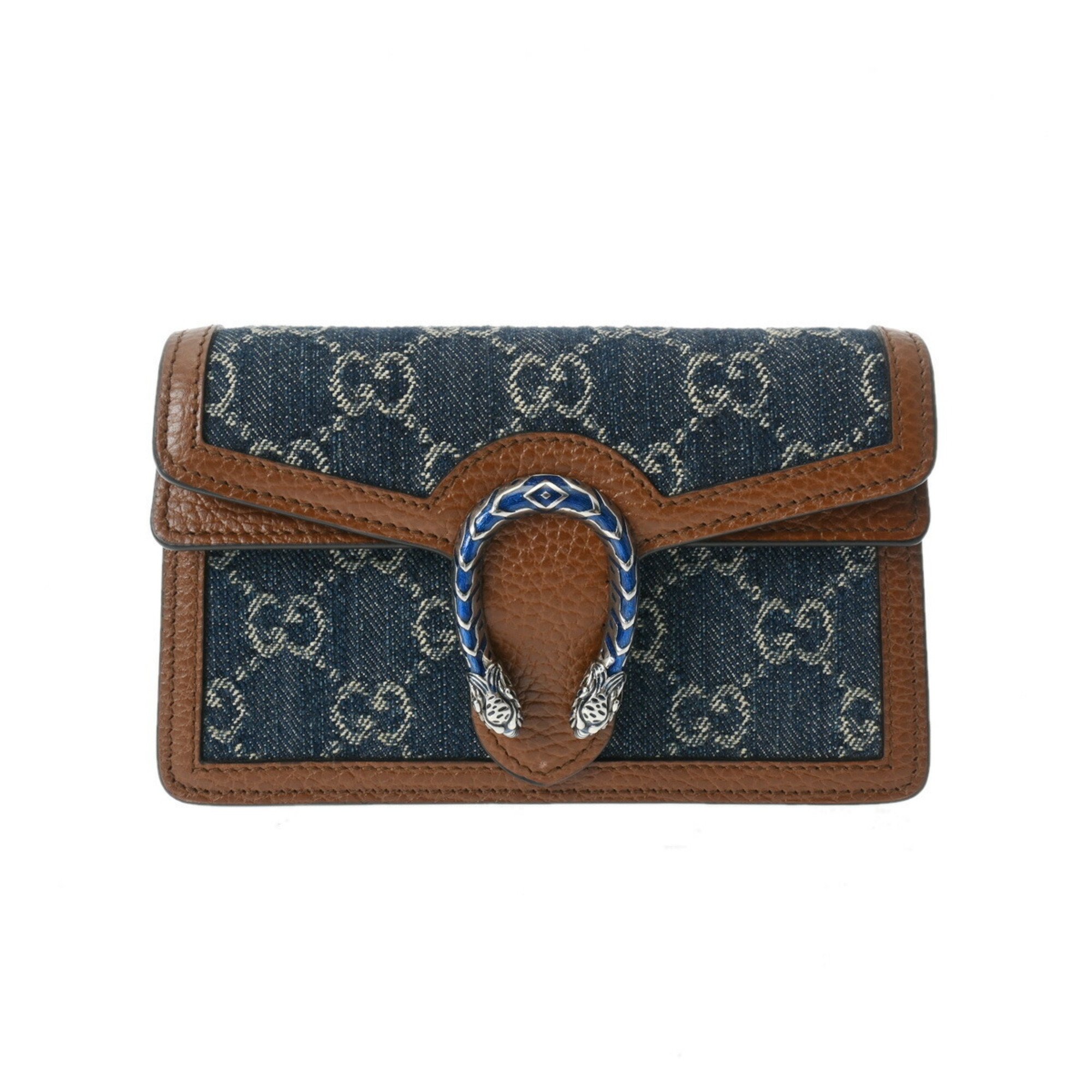 GUCCI Dionysus Super Bag GG Pattern Dark Blue/Brown 476432 Women's Denim/Leather Shoulder