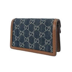 GUCCI Dionysus Super Bag GG Pattern Dark Blue/Brown 476432 Women's Denim/Leather Shoulder