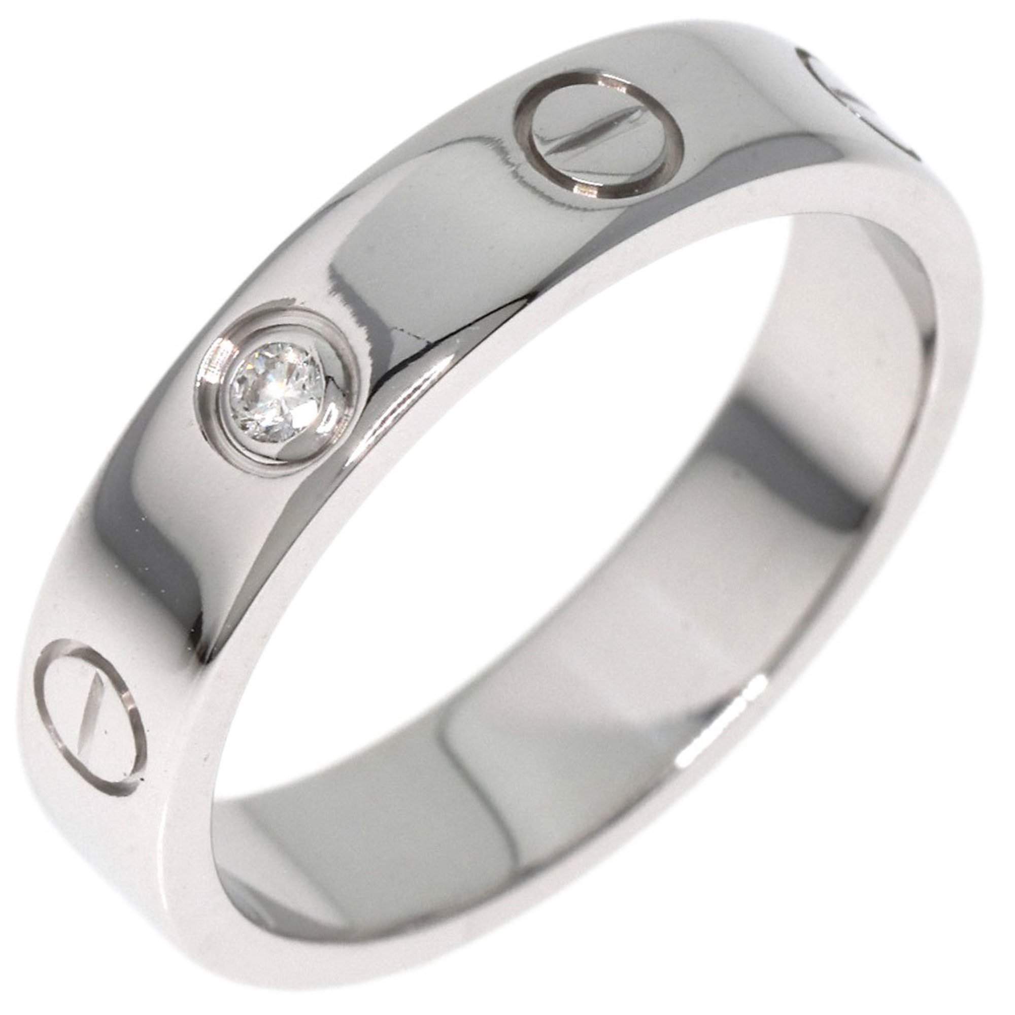 Cartier Love Ring 1P Diamond #50 K18 White Gold Women's CARTIER