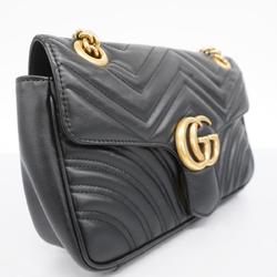 Gucci Shoulder Bag GG Marmont 443497 Leather Black Women's