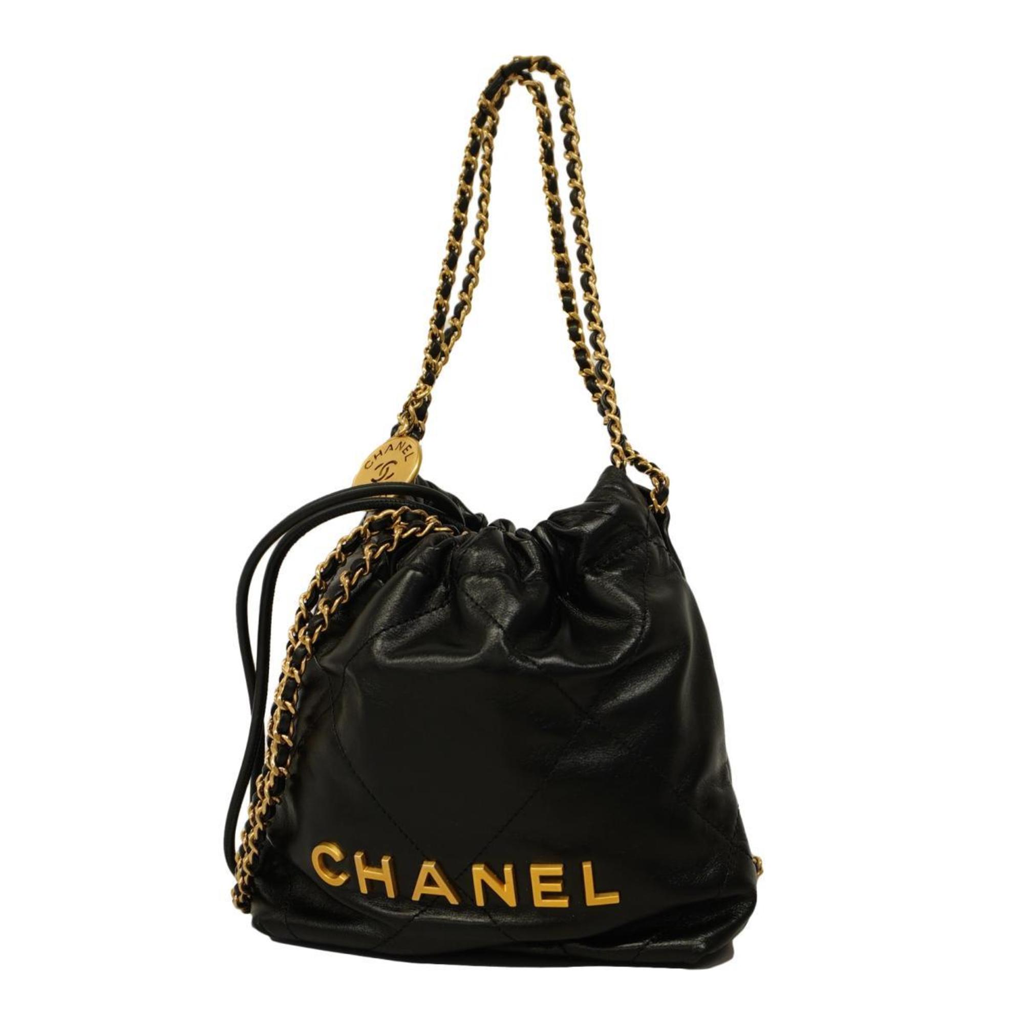 Chanel Shoulder Bag Matelasse Chain Lambskin Black Women's