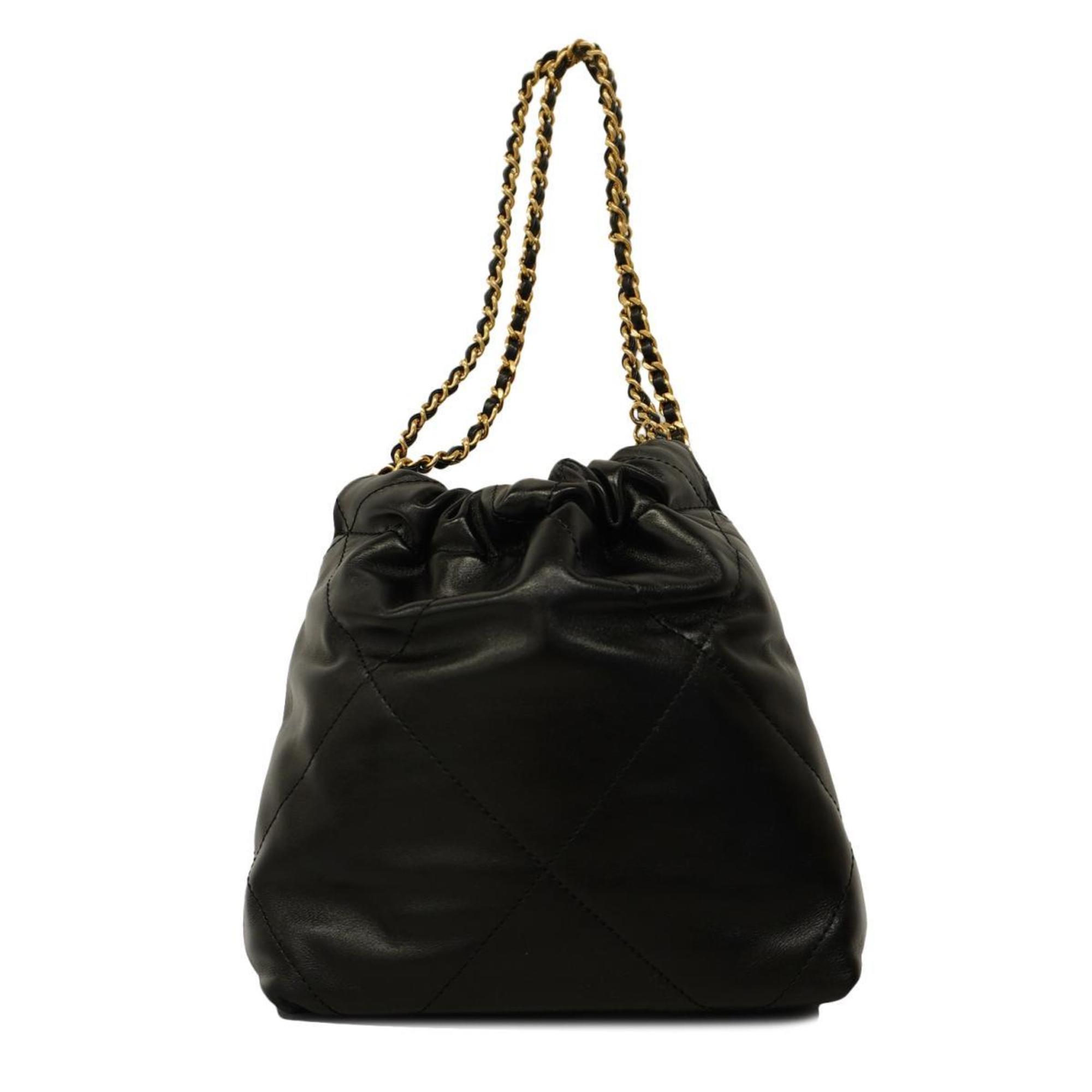 Chanel Shoulder Bag Matelasse Chain Lambskin Black Women's