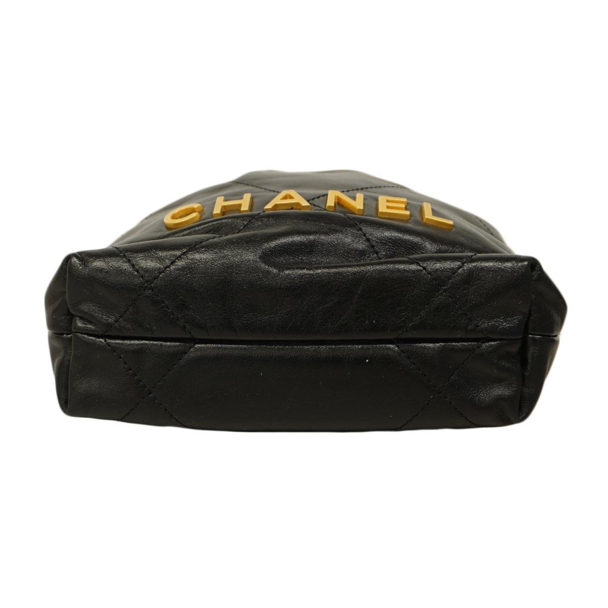 Chanel Shoulder Bag Matelasse Chain Lambskin Black Women's