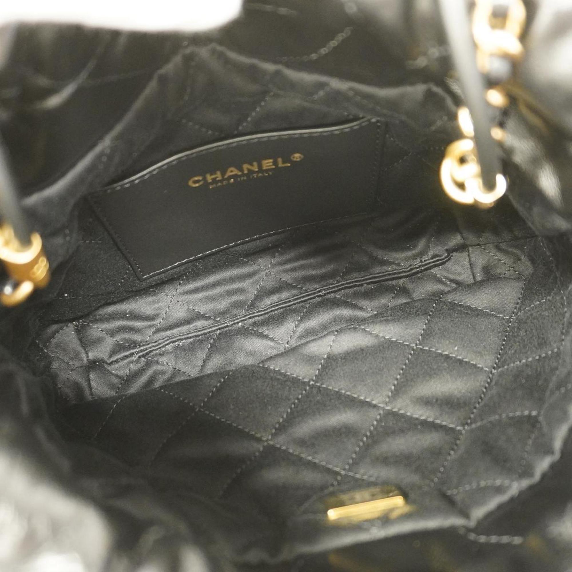 Chanel Shoulder Bag Matelasse Chain Lambskin Black Women's