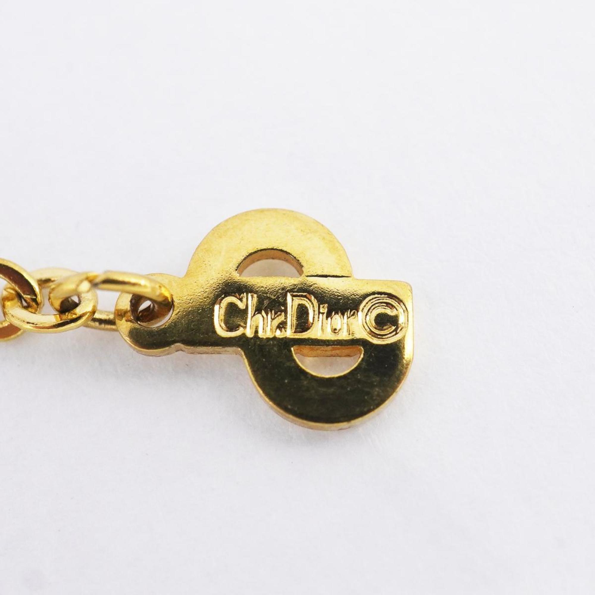 Christian Dior Necklace CD Circle GP Plated Gold Women's