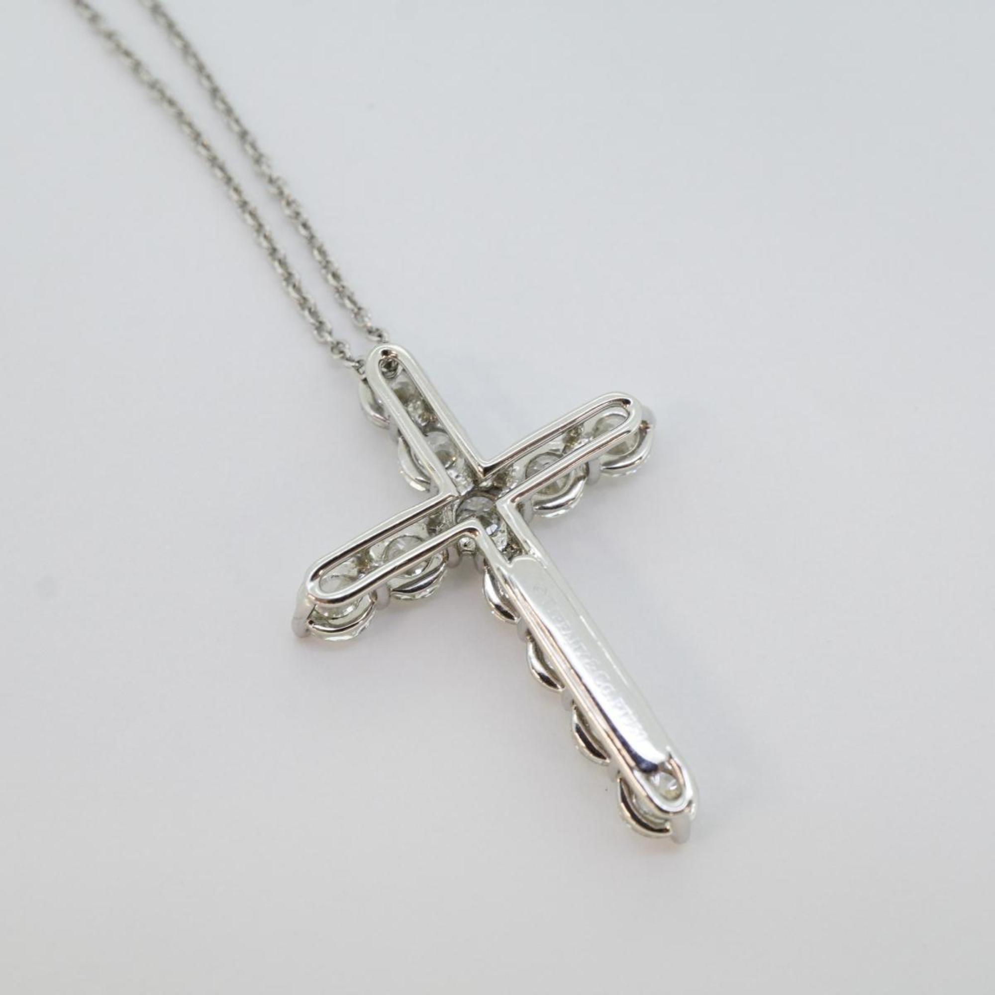 Tiffany Necklace Cross Large 11PD Diamond Pt950 Platinum Women's